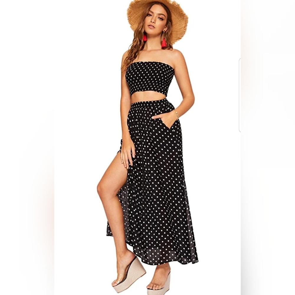 🌨Women's Summer Printed 2 Piece Outfit Crop Tube - Picture 3 of 6